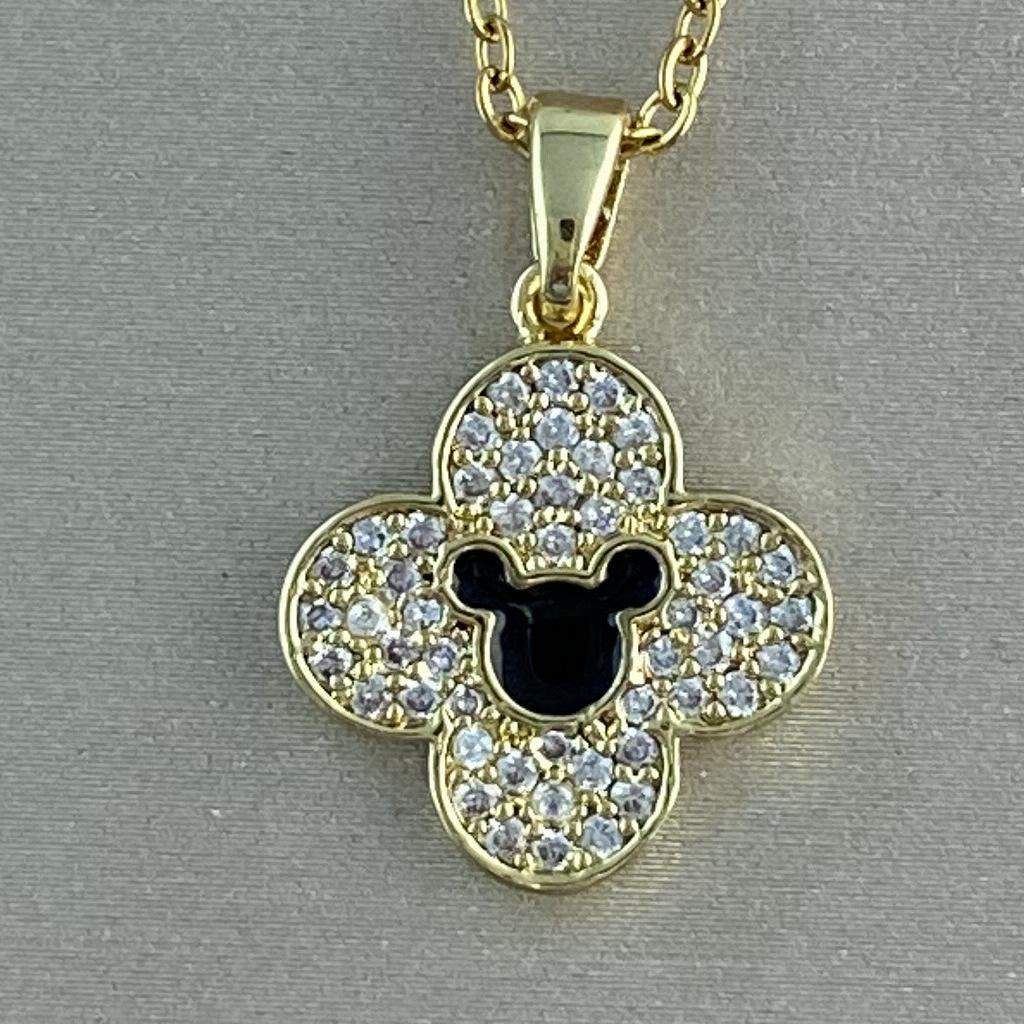 Gold-Plated Titanium Pendant with Cat's Eye Stone, Fox Pixiu, Clover, Butterfly, Peace Buckle