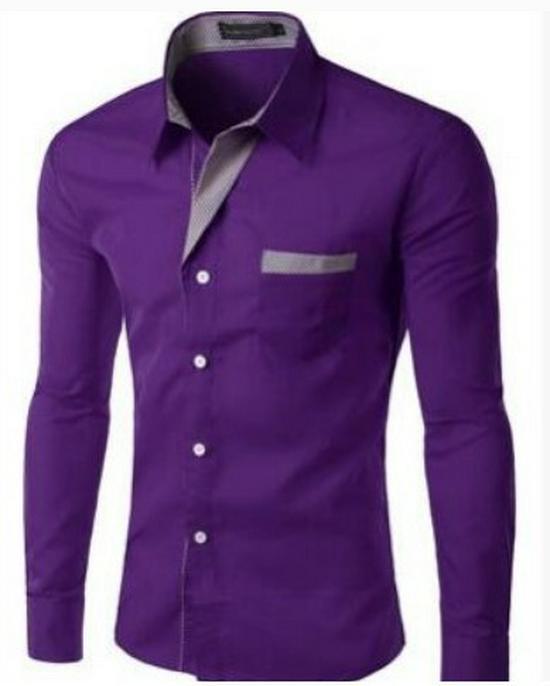

Модная контрастная полосатая мужская рубашка с длинным рукавом M темно-фиолетового