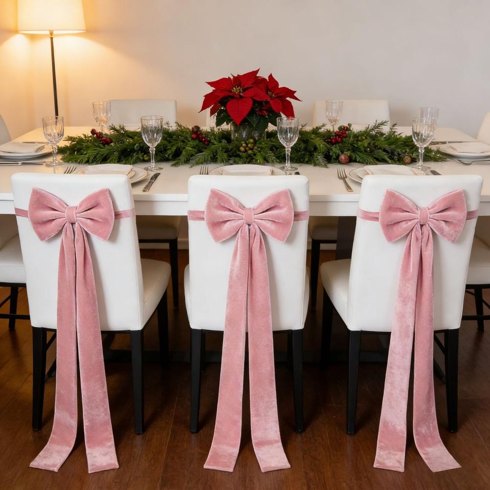 Chair Decoration Velvet Bow with Butterfly Knot for For wedding Birthday Party Holiday Celebration Chair Accessory