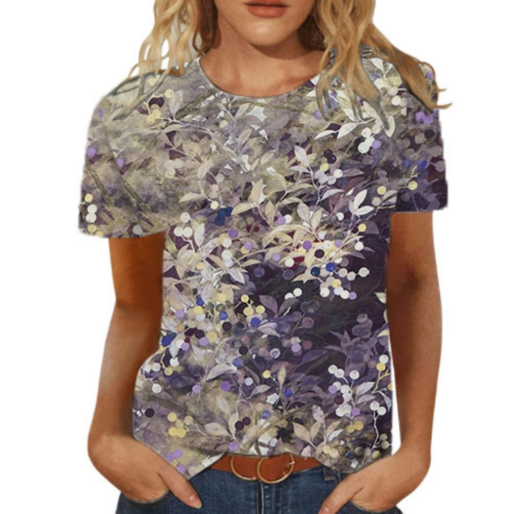 

Женская футболка с 3D-принтом, повседневная, с коротким рукавом, с круглым вырезом, модный уличный женский топ S