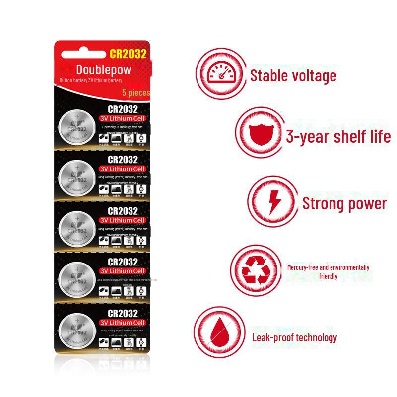 2032 Button Battery 3V for Electronics & Remote Control - 5 Pack in Stock
