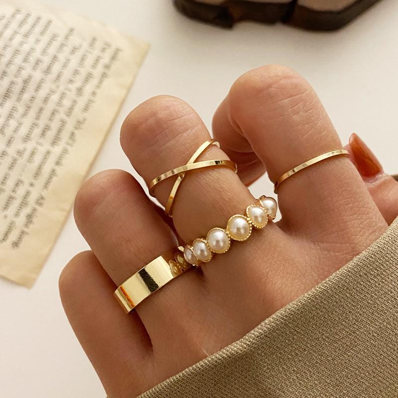 Bohemian 5-Piece Star, Moon, Butterfly Rings Set with Full Diamond Inlays - European & American Style
