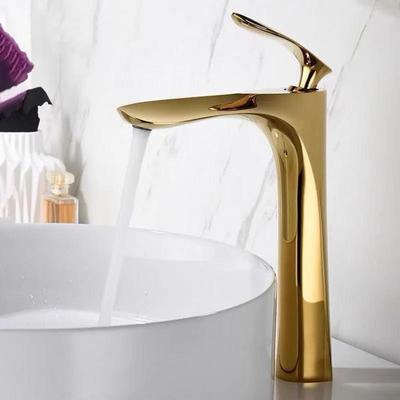 Altın Krom Banyo Musluk Sıcak Soğuk Su Lavabo Mikser Dokunun Pirinç Havza Muslukları Tek Delik Güverte Üstü Tapware Tek