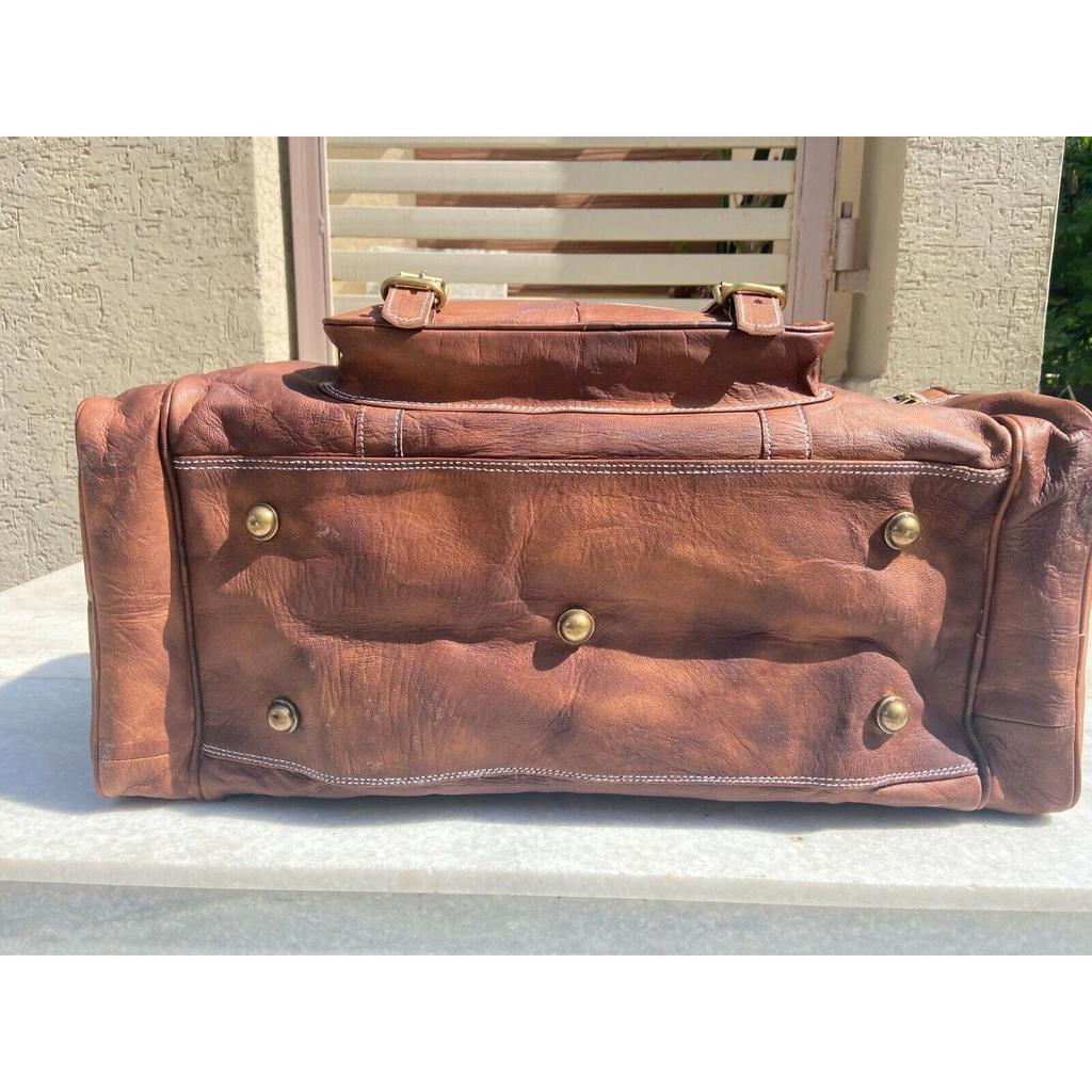 Leather Bag Travel Goat Gym Duffle Luggage Genuine Brown Vintage New Men's Men