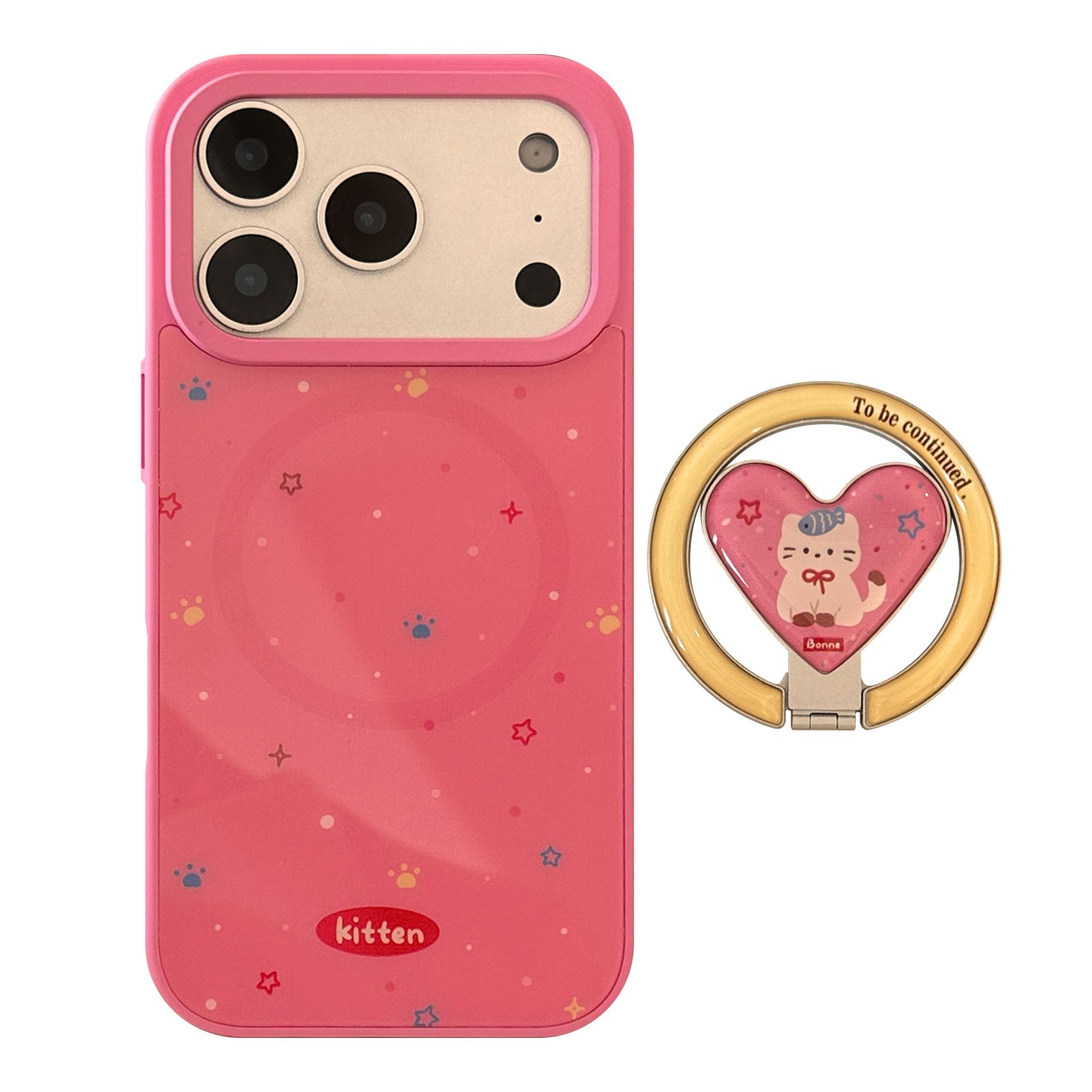 

Очаровательный котенок, чехол-подставка в форме сердца для iPhone 16, iPhone 17, iPhone 17 Pro Max iPhone 13