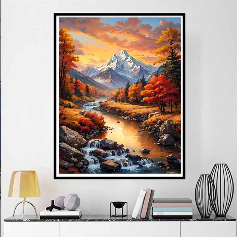5D Landscape Diamond Painting Set, DIY Gemstone Cross-stitch Crafts and Artworks, Home Decoration Wall Mural Gifts
