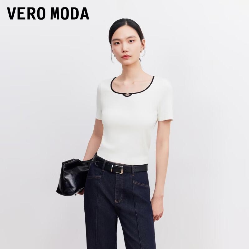 VEROMODA Women s Short Sleeve Round Neck T-Shirt with Metal Detail XS