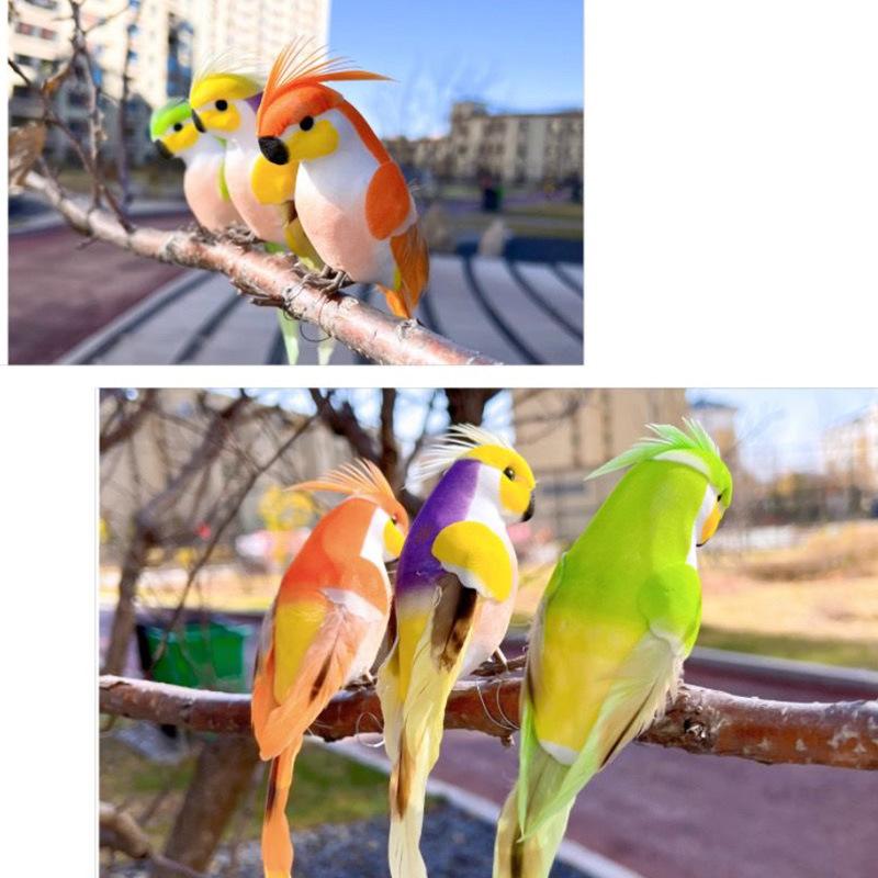 1 Stück Miniatur Feder Rasenpuppe Ornamente 15cm Kreativ Handgemacht Simulation Papagei Tier Vogel Garten Requisiten Dekoration