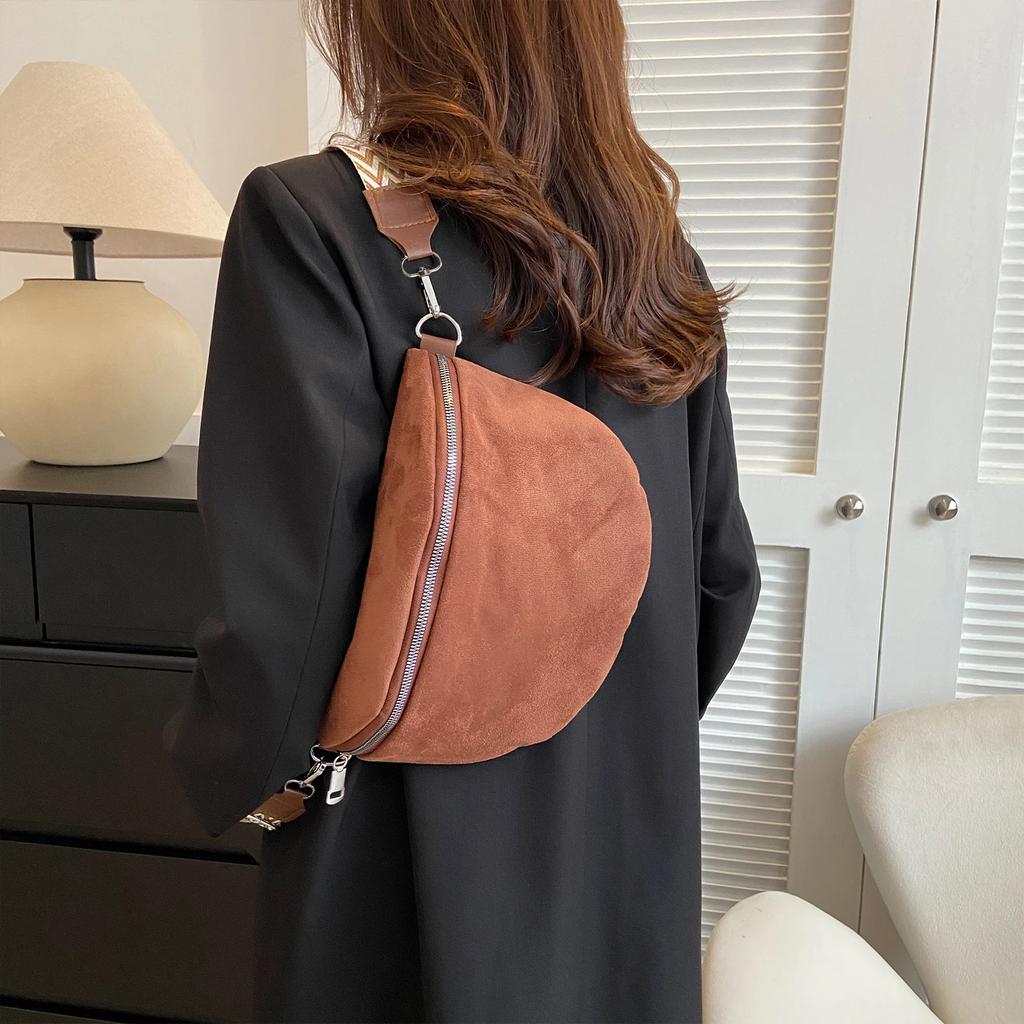 Damen-Hüfttasche, mehrere Taschen, Street-Gürteltasche, Brusttasche aus PU-Leder, modische Umhängetasche mit breitem Riemen, Retro-Schultertasche