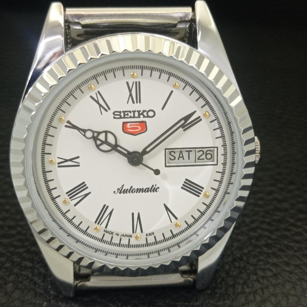 JAPAN VINTAGE REFURBISHED SEIKO 5 AUTOMATIC MENS ROMAN FIGURE WATCH a442051-a