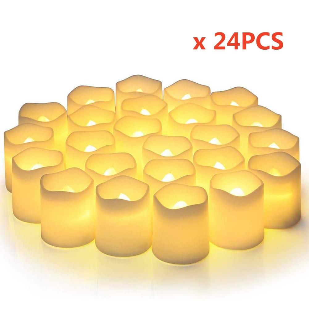 

24 шт. светодиодная свеча беспламенная креативная желанная чайная свеча теплая белая электронная свеча для свадьбы Хэллоуина рождественского украшения