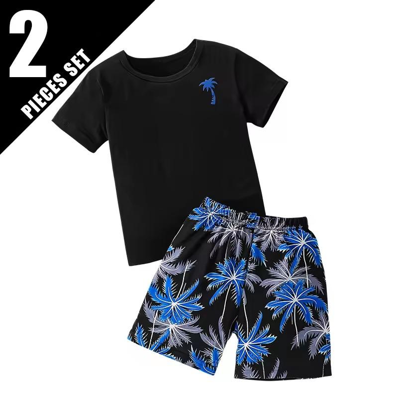 2 Piece Children's Summer Vacation Leisure Persian Mia Wind Suit Boy Joker Comfortable Short-sleeved Girls Beach Cute Shorts