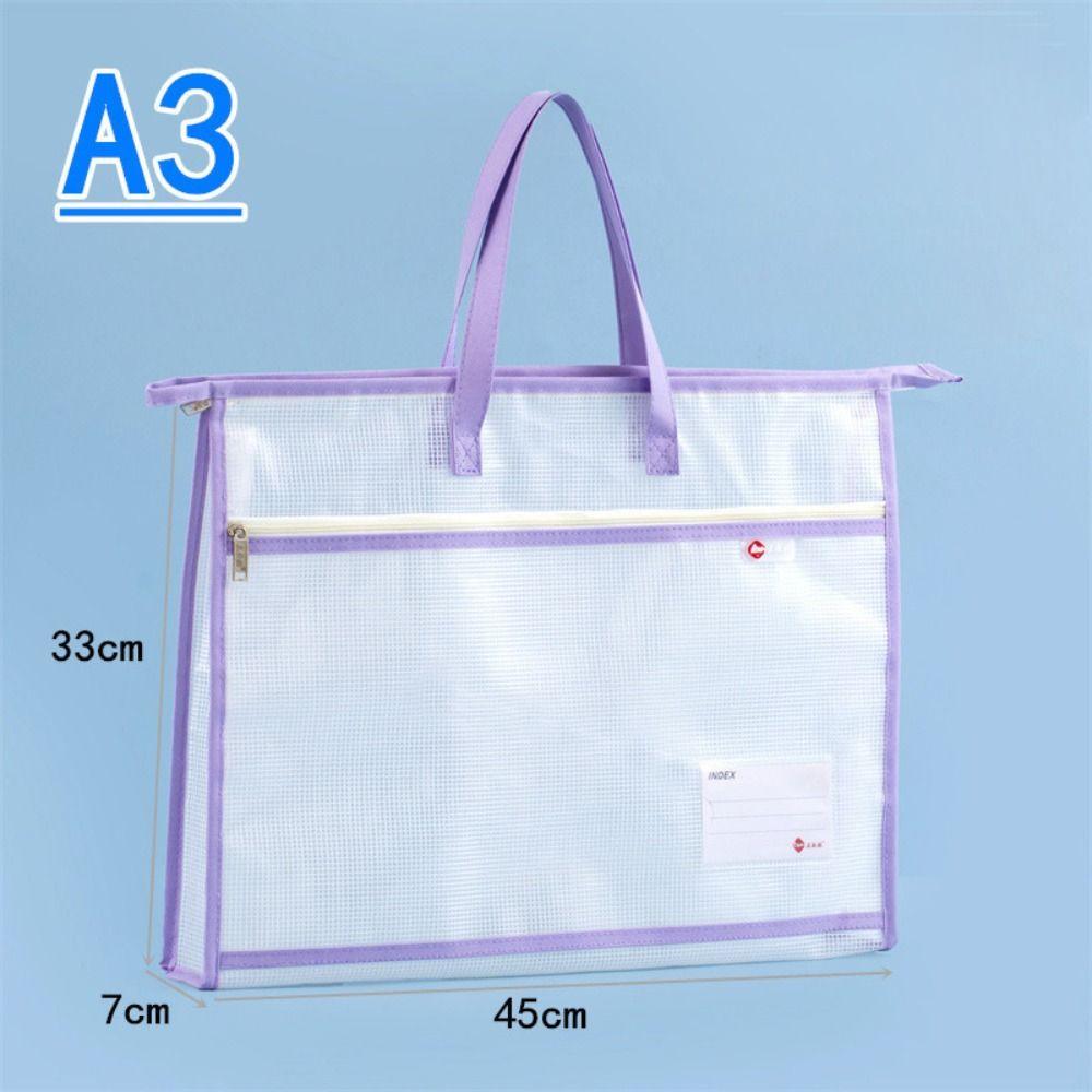 A3 A4 Project Bag Large File Bag for Quilting Craft Storage Bag Transparent Grid Mesh Zipper Drawing Sketch Storage Bags