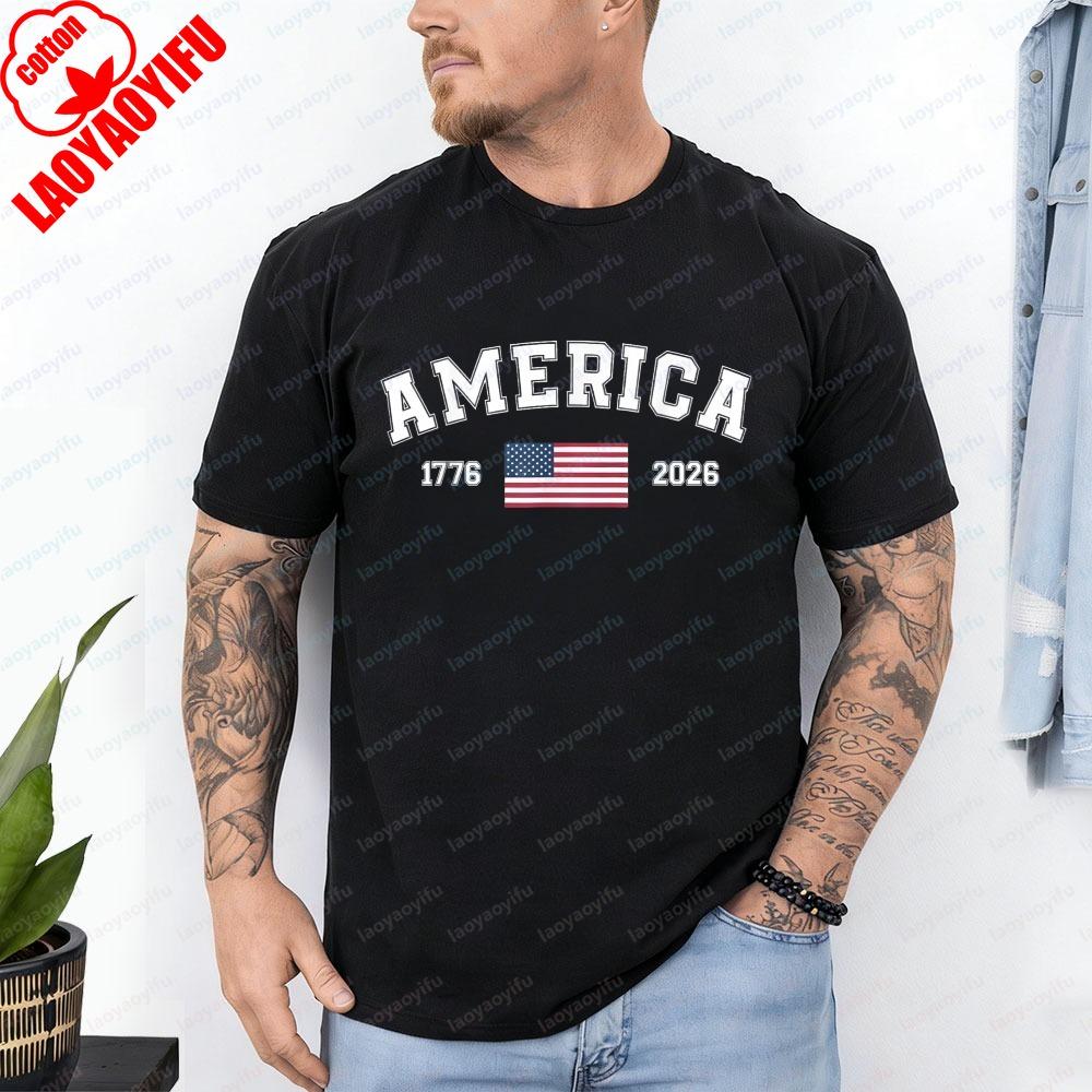250 America Years of Independence for Everyone TShirt Patriotic Personage Vintage Simple Casual Style Tops Camisetas for Mans