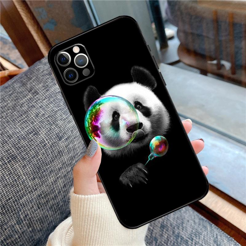 Cartoon Cute Panda Bear Phone Case For iPhone 16 15 14 12 11 13 Pro Max 12 13 mini XR 15 16 Plus 16e Cover Shell