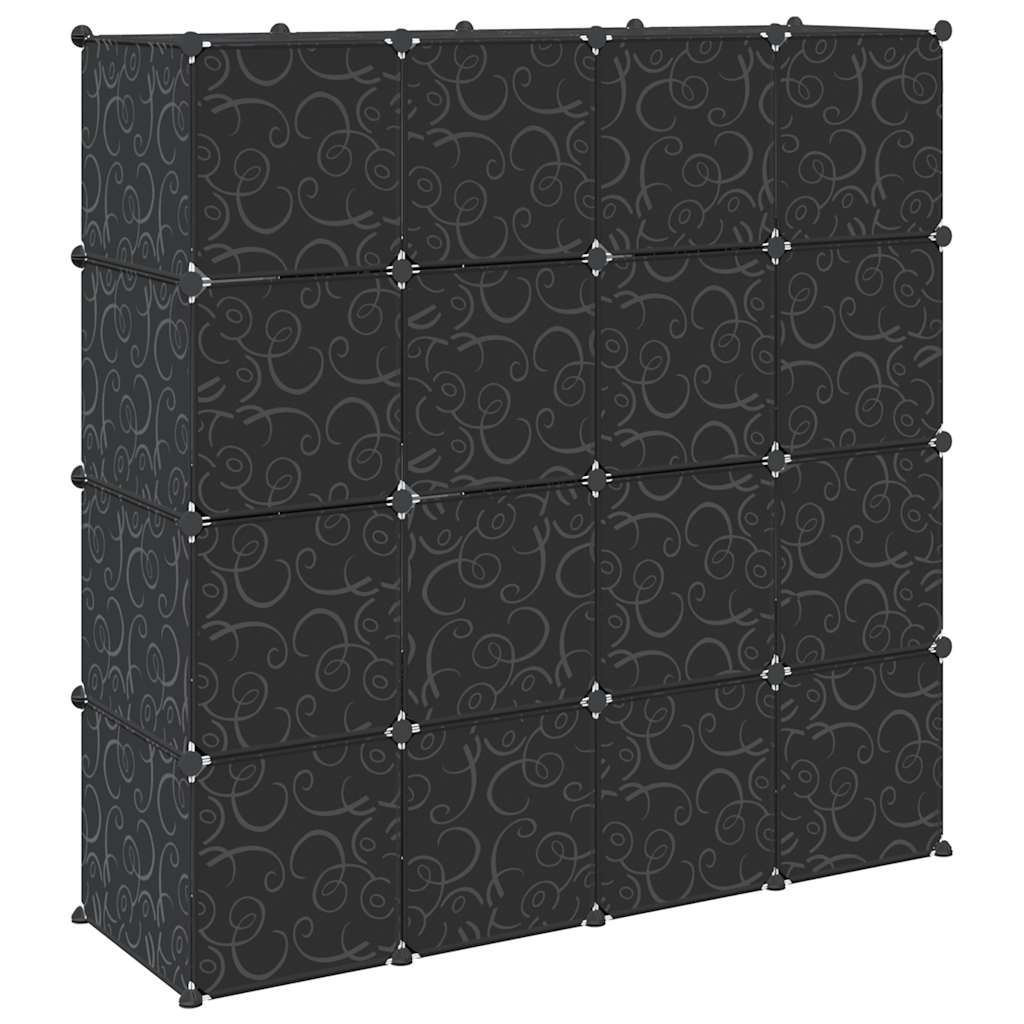 Vidaxl Cube Shelving Unit with 16 Compartments and Hanging Rods, PP