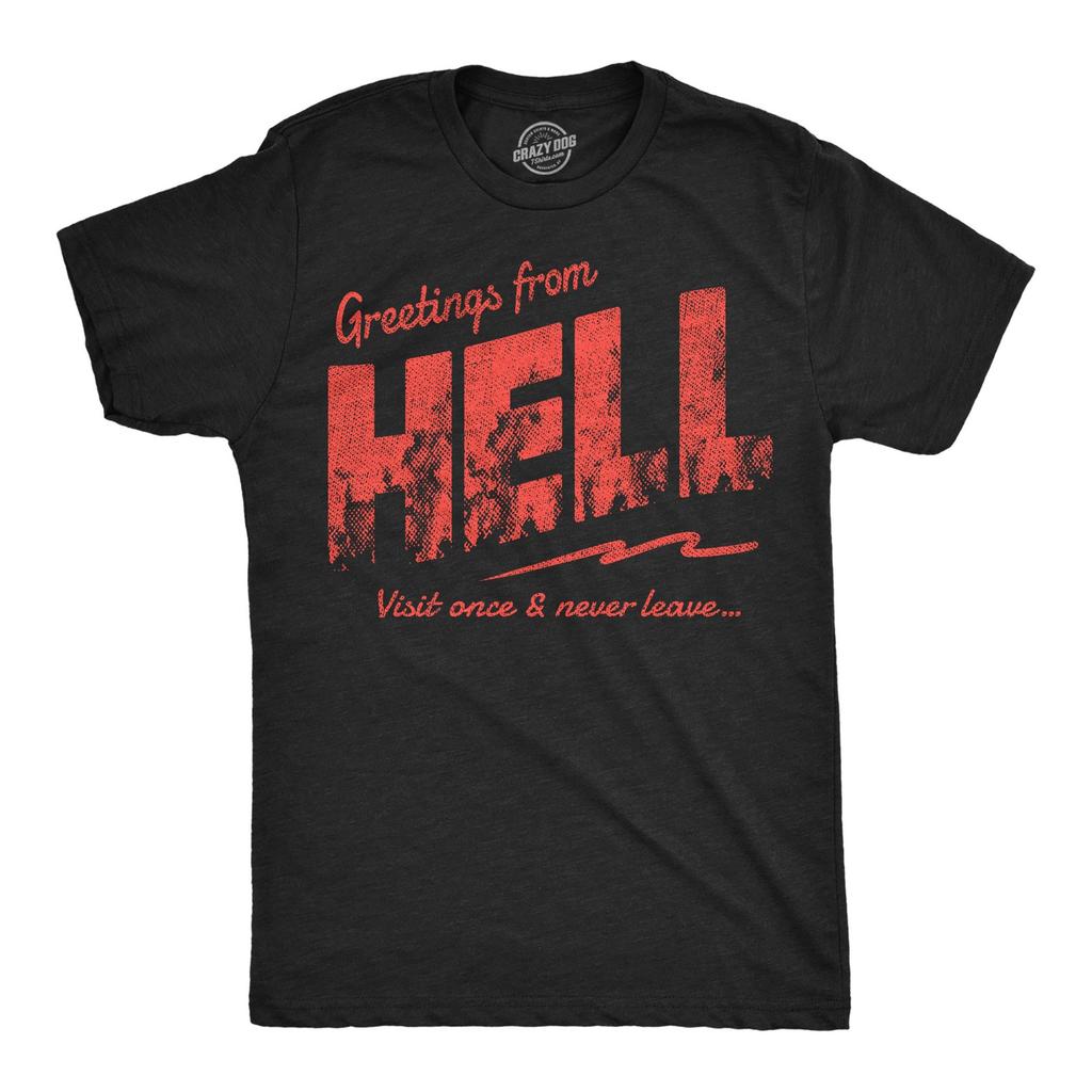 Mens Funny T Shirts Greetings From Hell Sarcastic Halloween Tee For Men