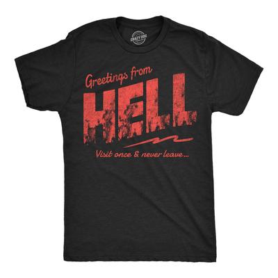 Mens Funny T Shirts Greetings From Hell Sarcastic Halloween Tee For Men