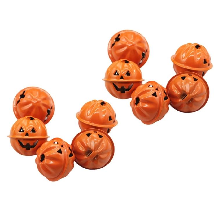 10pcs Metal Pumpkin Bells for Halloween Celebration Smiling Face Pendants Jewelry Component Unique Costume Accessories