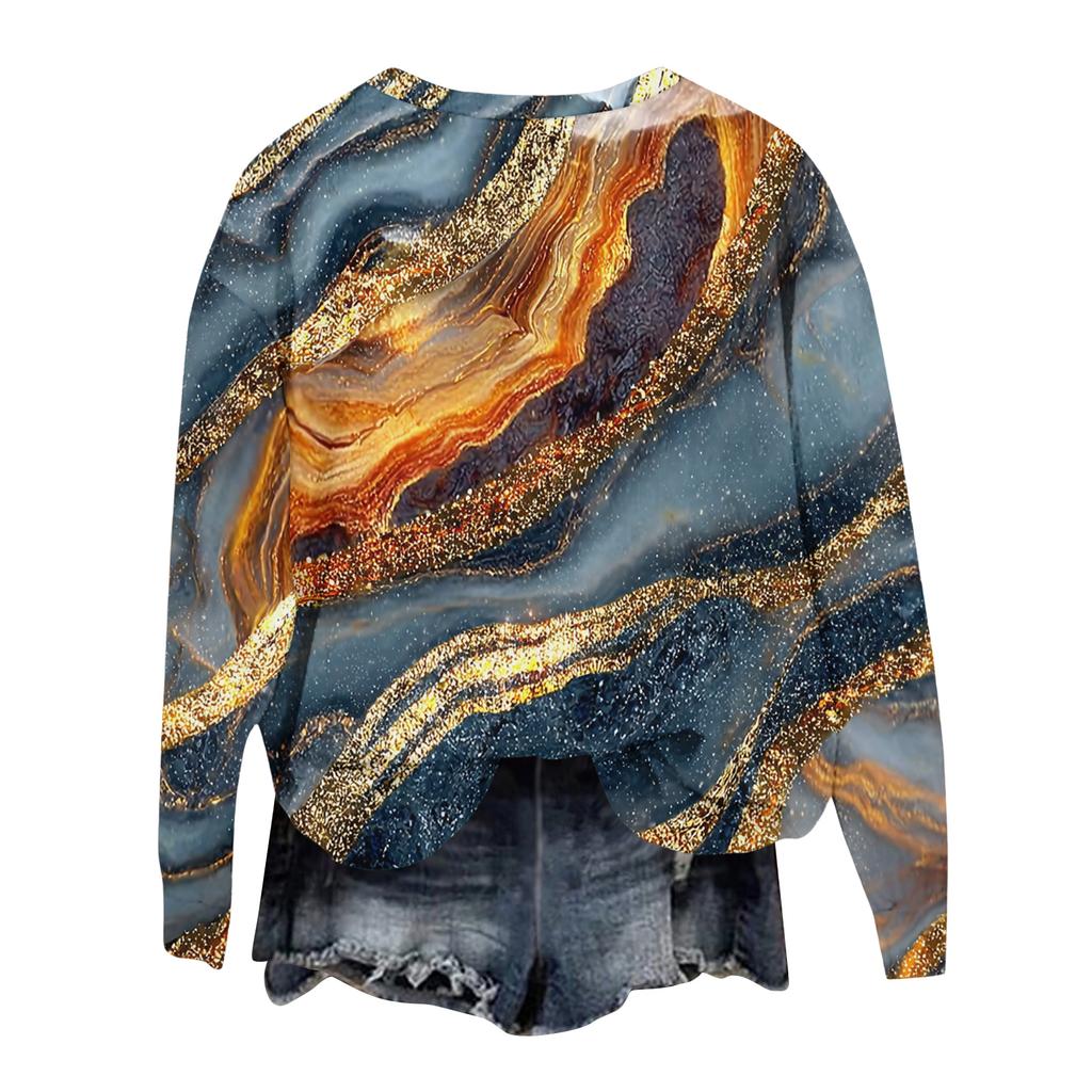Women's Fashion Printed Long Sleeve Loose Round Neck Sweatshirt Top Fall