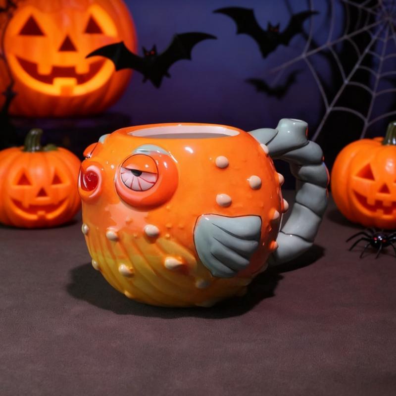 Cute Fish Shaped Ceramic Cup Tiki Mugs Bar Christmas Drinkware Creative Cocktail Cup Halloween Gift Home Decor Halloween Fun Mug