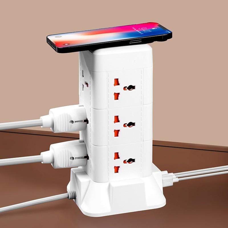 Multiple Ports Automatic Overloaded Switch Socket Board Household Power Expansion Tower Socket Surge Protector