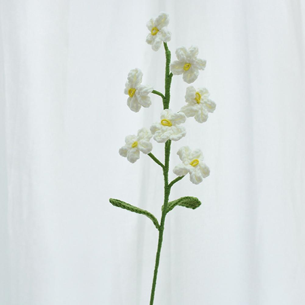 Hand Knitted Artificial Flower Crochet Wool Flower Single Finished Product Finished Hand Knitted Bag Pendants Car Decor белый