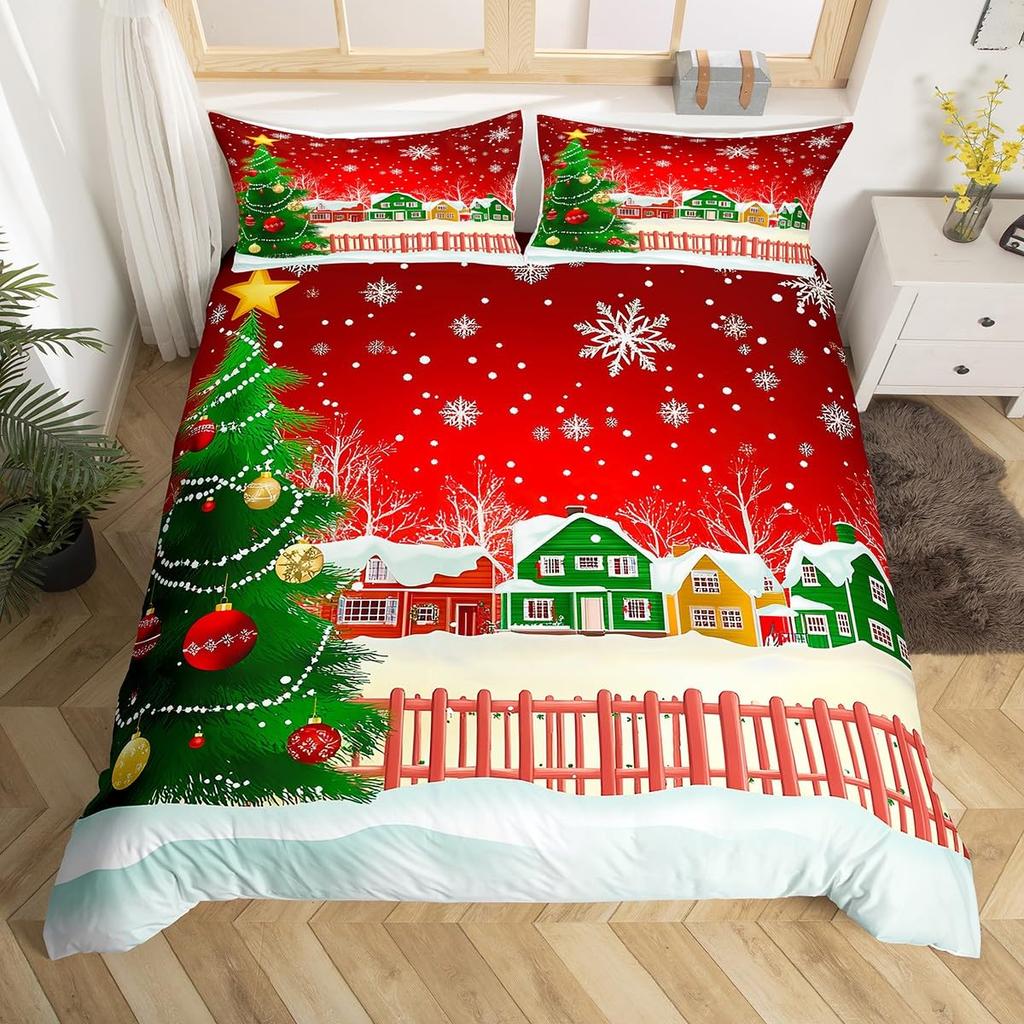 Comforter Merry Christmas Twin King Santa Claus Bedding Set Christmas Tree Winter Theme Comforter Happy New Year Bedding