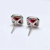 Square Shaped Red Cubic Zirconia Stud Earrings Women Silver Color Temperament Accessories Fancy Gift for Wedding Jewelry