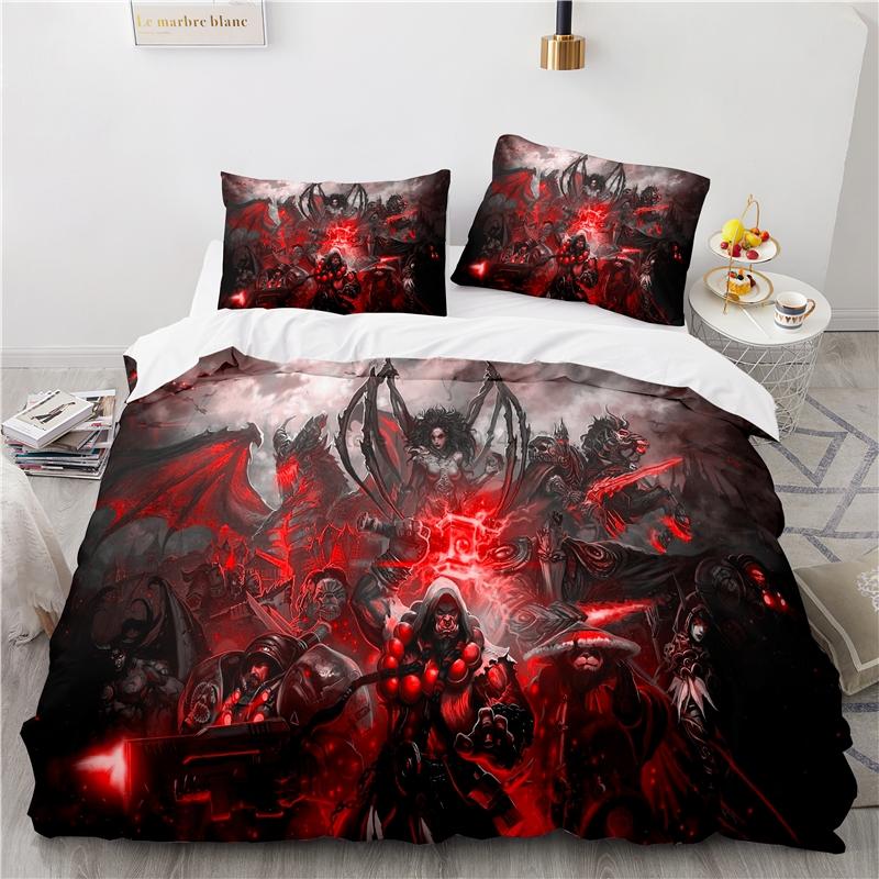 World of Warcraft Games Bedding Set Horde Banner Flag Printed Duvet Cover Set Pillowcase Twin Full Queen King Size Drop Shipping