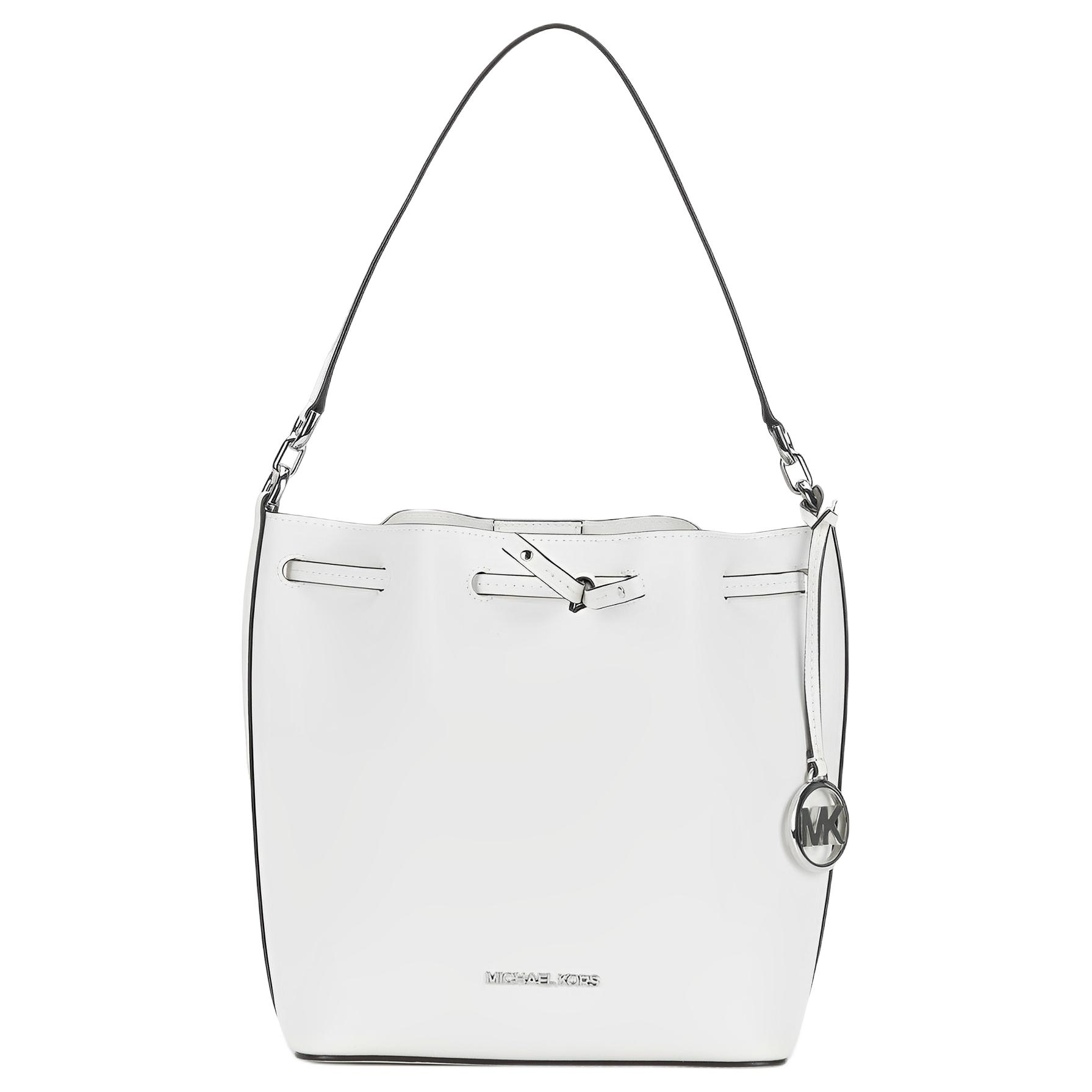 

New MICHAEL KORS Eden Leather Handbag, Bucket Bag, Crossbody Bag, Shoulder Bag Women s White 35S0SXEM2T-OPTIC-WHITE 21*13*24CM