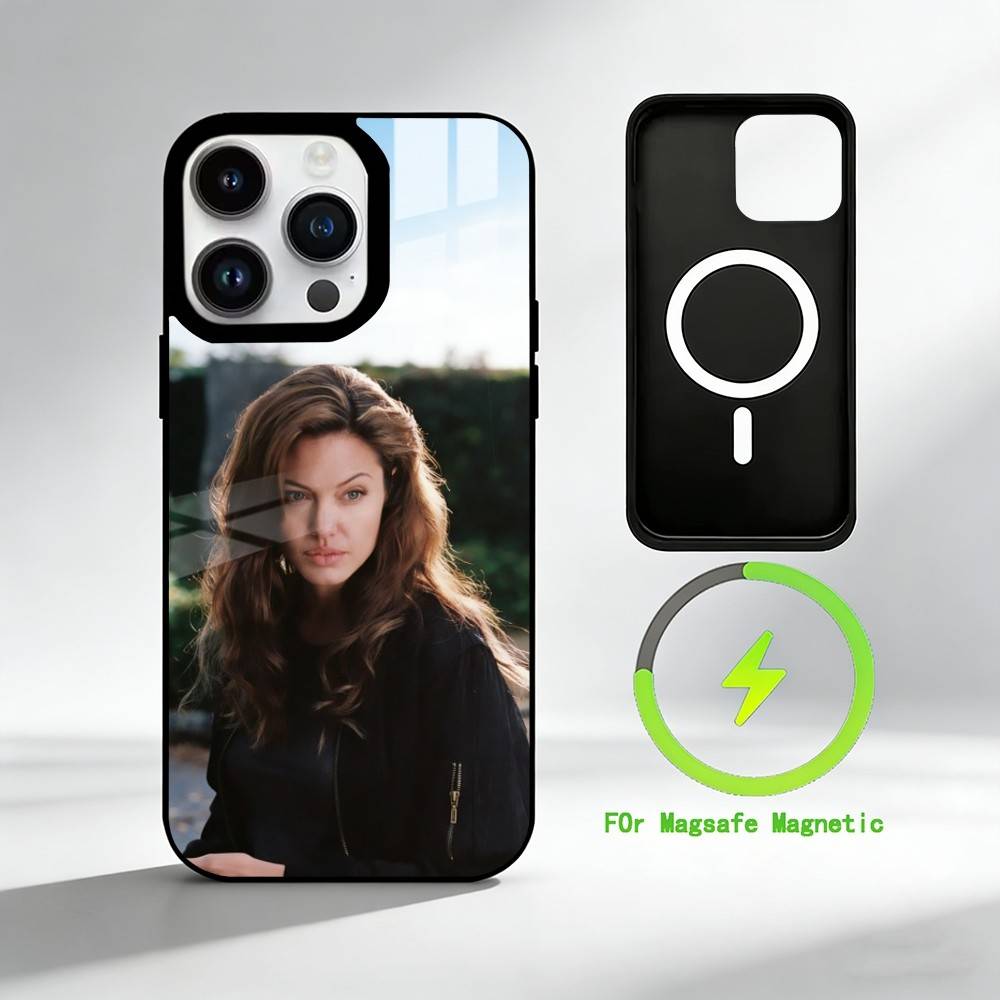 

A-Angelina Jolie Phone Case For iPhone 17 16 15 14 13 12 Pro Max Plus for Mirror Wireless Magnetic Cover iPhone12