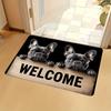 French Bulldog Welcome Mat Cute Cartoon Dog Non-slip Machine Washable Floor Rug for Kitchen Laundry Room New Year Home Decor