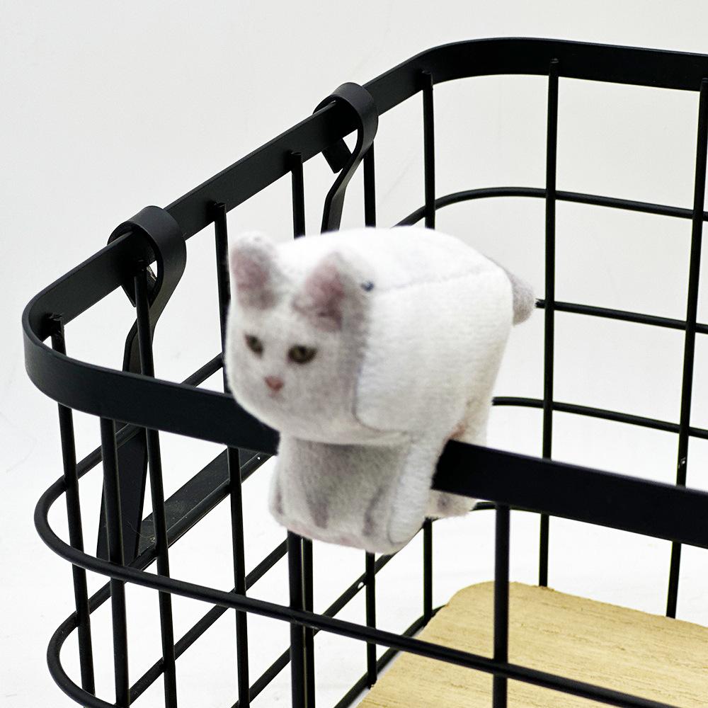 New Square Print Cat Simulation Cat Cute Small Ornaments Plush Doll