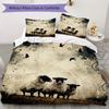 Rural Story Sheep Pattern Bedding Uilt Set Uilt Cover Pillowcase Home Decoration Birthday Gift (1 * Duvet Cover + 2 * Pillowcase Without Core)