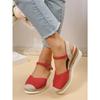 New Fashion Plus Size Women's Closed Toe Wedge Heel Thick Sole Hemp Splicing Roman Sandals