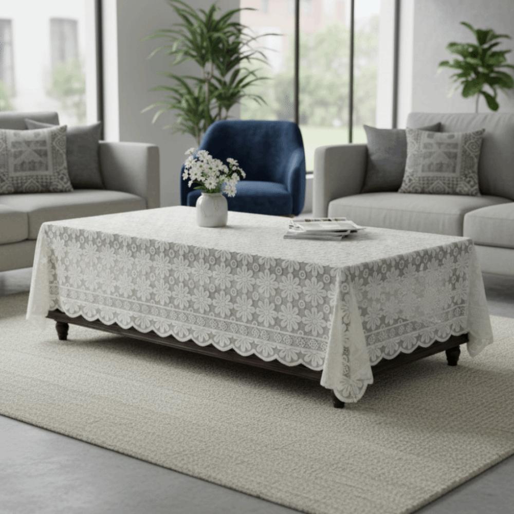 French Pastoral Style Floral Lace Tablecloth Rectangular Three-dimensional Relief Tea Table Tablecloth Hollow Thickened