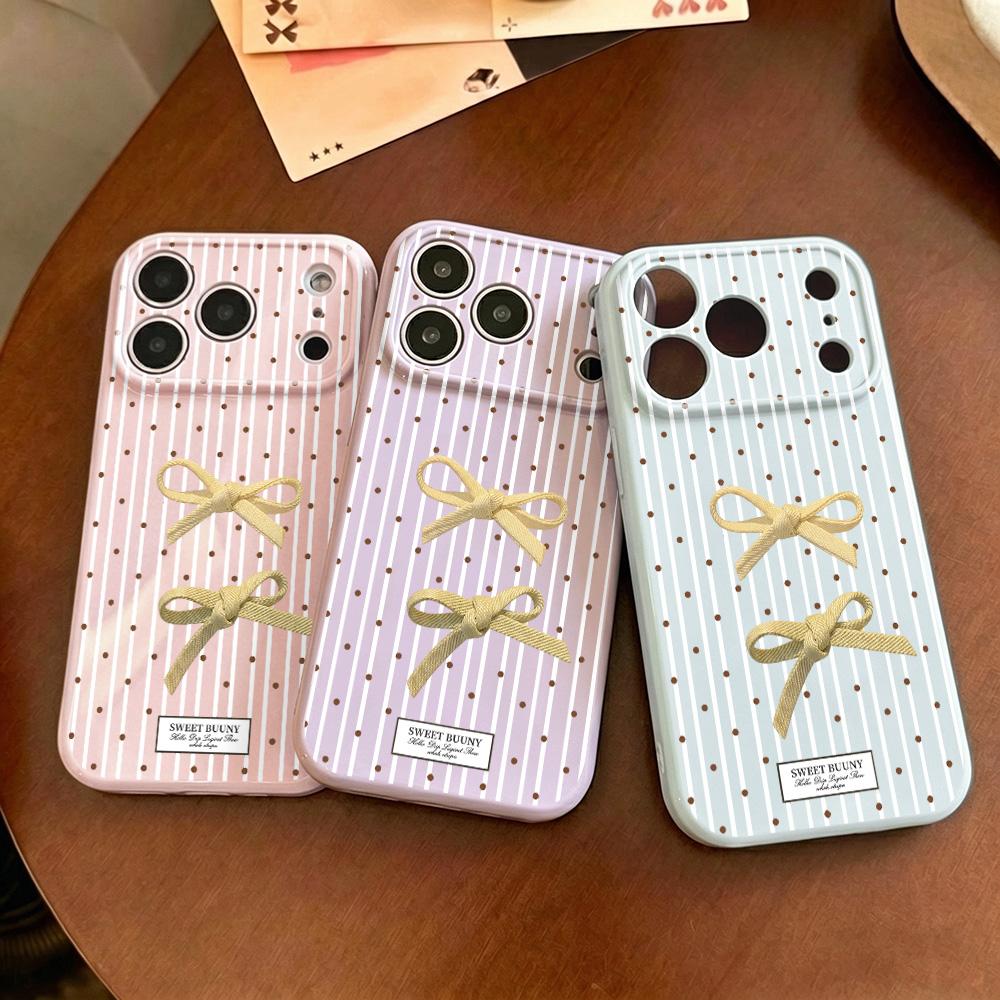 Cute Bowknot Phone Case For iPhone 17 Pro Max Case iPhone 16 Pro 13 12 11 14 15 Pro Max Soft Shockproof Protective Cover Fundas