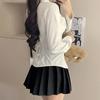 Women's Slim-Fit White Lace-Up Waist-Cinching Long Sleeve Academy Style Shirt