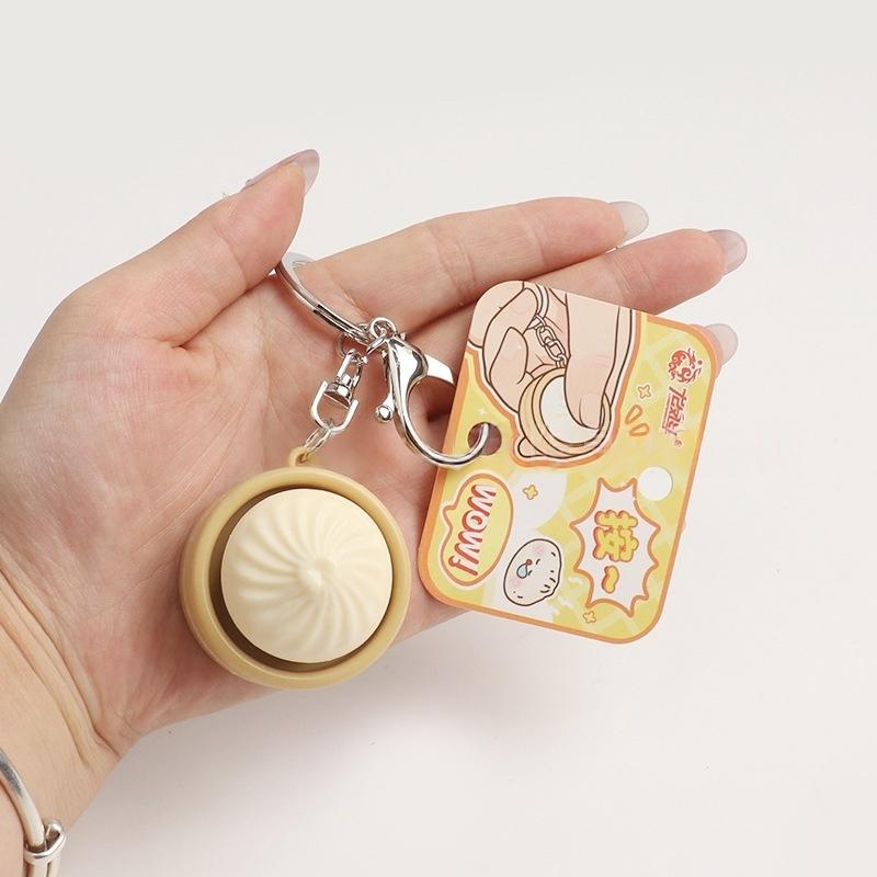1Pcs Relief Pass The Time Clicker Toys Pendant Cartoon Steamed Stuffed Bun Pinch Toy Decompressing Sensory Props
