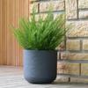 Round Flower Pot - EDA - Volcania Up - 32.5 L - Indoor/Outdoor - Stone Decor - Ø 38.5 X H. 36.8 Cm - Anthracite Grey
