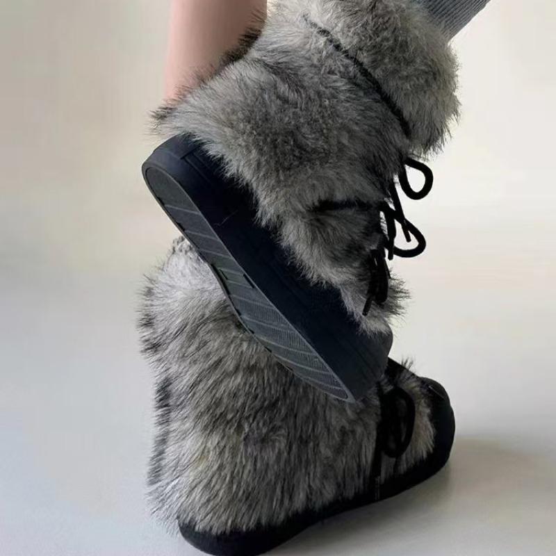 Ankle Flat with Snow Boots Slip-on Round Toe Mid Heel Women's Shoes On Sale 2024 High Quality Solid -tied Women's Boots