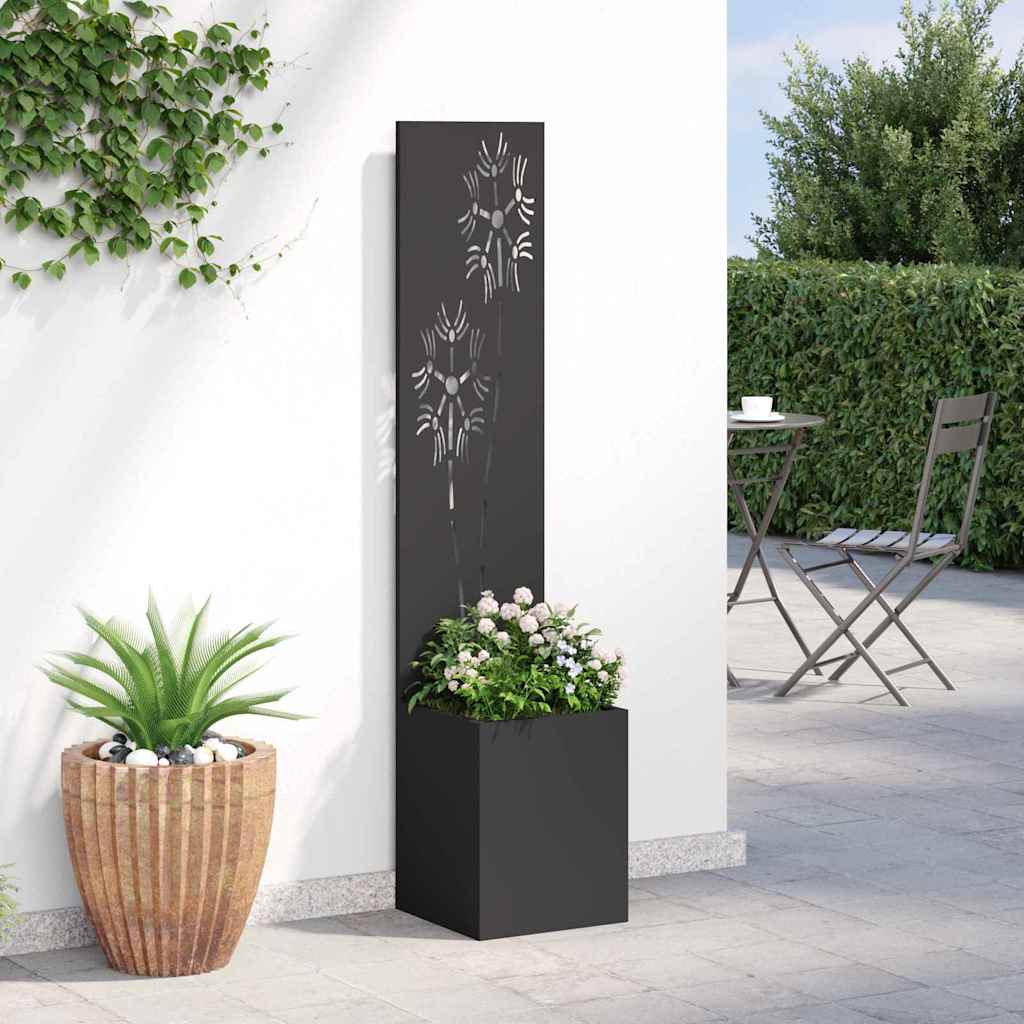 Garden Privacy Screen Canvas Floral Black 32 X 150 Cm