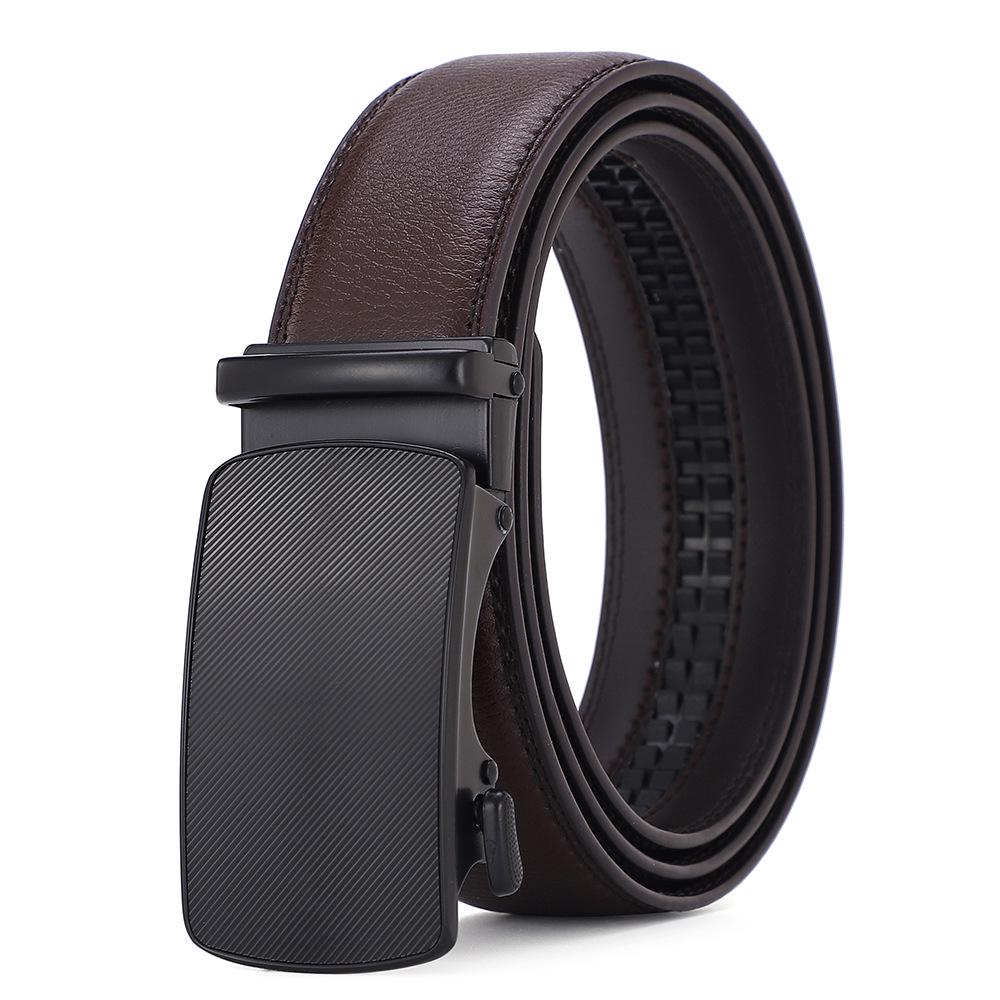Men's Genuine Leather Automatic Buckle Belt - Cowhide Casual Waist Belt for Pants
