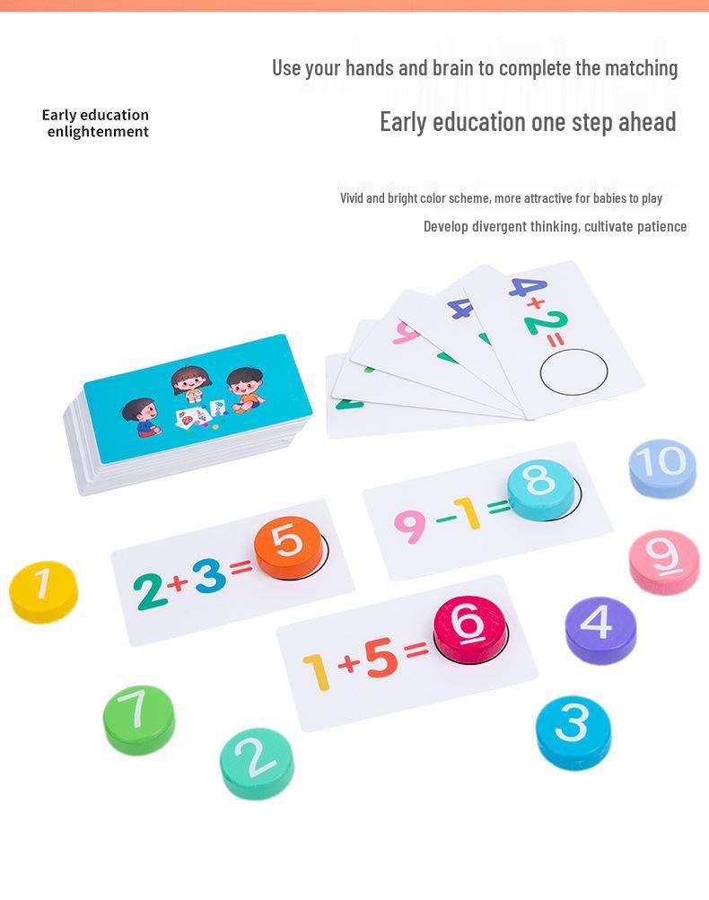 Wooden Arithmetic Building Blocks: Educational Addition & Subtraction Matching Toys for Toddlers