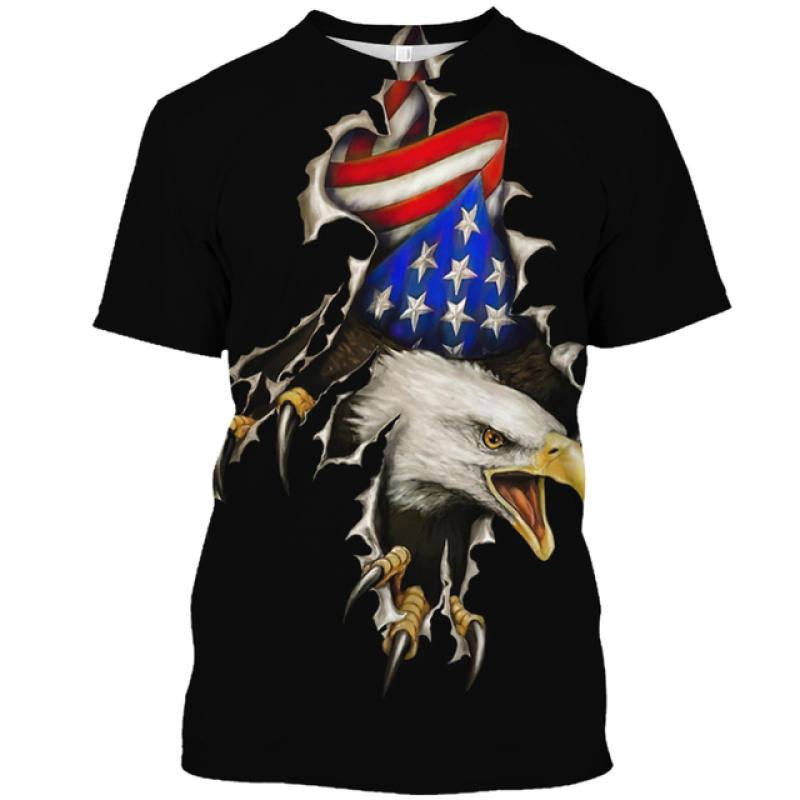 Letnia męska koszulka z nadrukiem zwierzęcym Casual 3d Plus rozmiar Punk z krótkim rękawem Street Sports sweter O Neck Tee bluza Harajuku