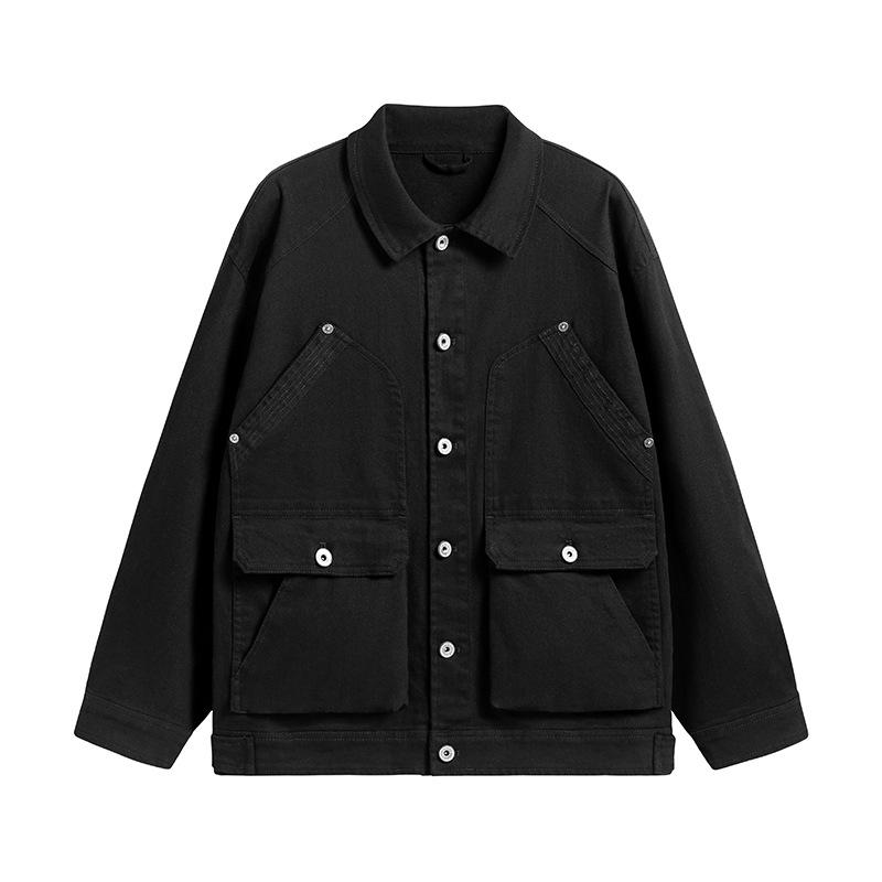 Spring and Autumn American Men's Retro Wash Solid Color Single-breasted Lapel Loose Outdoor Work Jacket Top