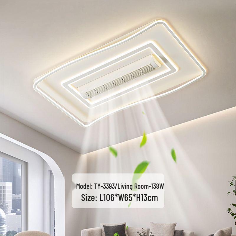 Modern Smart Bladeless Ceiling Fan Light with Voice Control - Three-Color Options for Living Room/Bedroom, 110V