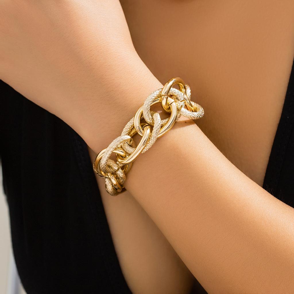 Exaggerated Thick Cross Chains Choker Necklace and Bracelet for Women Trendy Chunky Chians Hand/Neck Accessories Fashion Jewelry