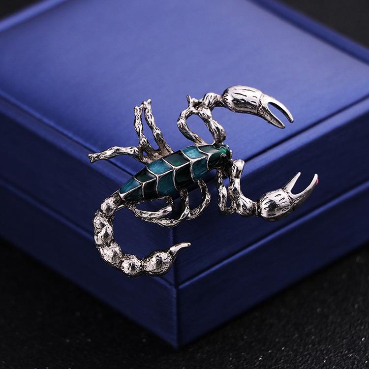 European & American Style Drip Glaze Enamel Scorpion Brooch - Bold Antique Pin for Men